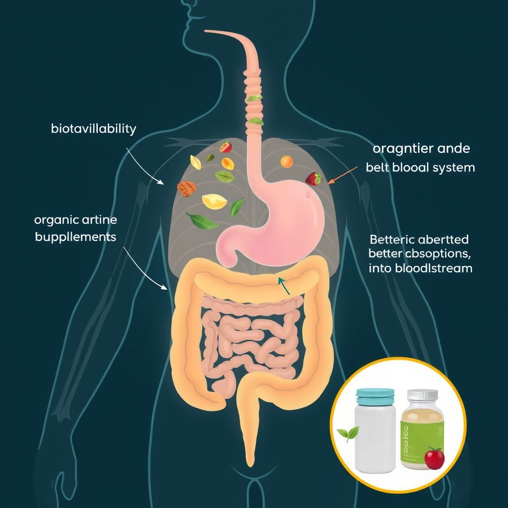 Illustration of nutrient bioavailability in organic nutritional supplements
