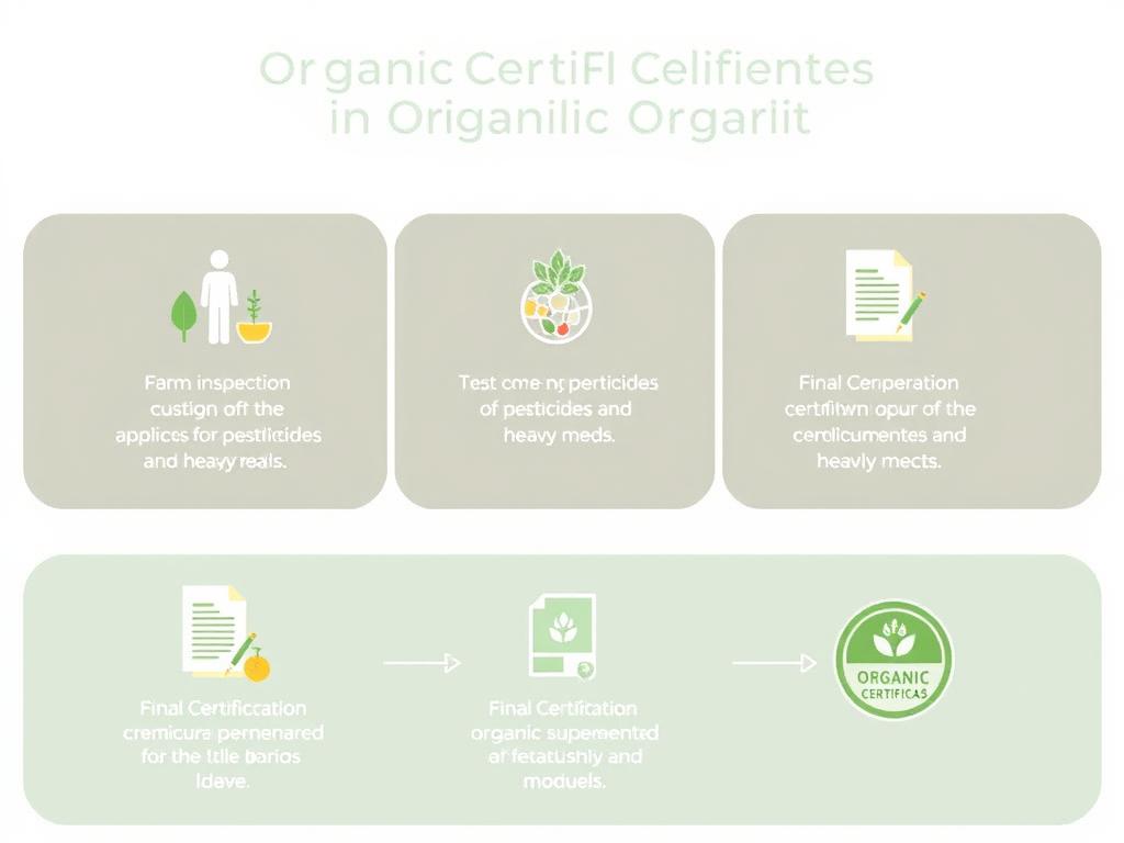 Organic certification process for nutritional supplements showing inspection and testing