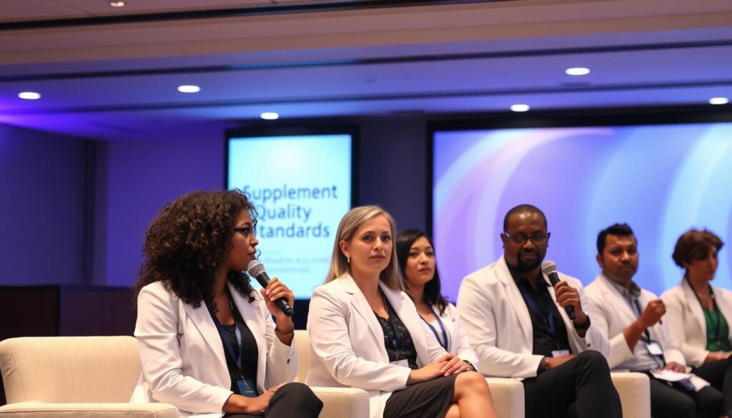Panel of nutrition experts discussing organic nutritional supplements quality standards
