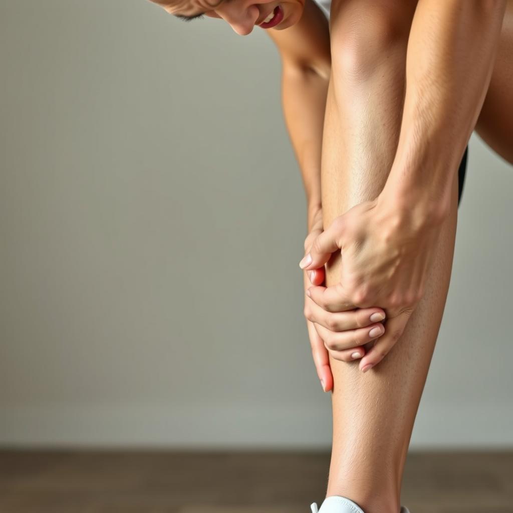 Person experiencing muscle cramps and tension