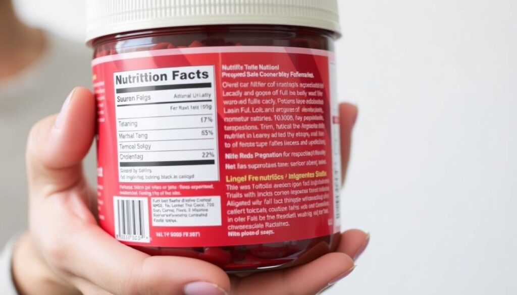 Person reading Livegood's Super Reds label information