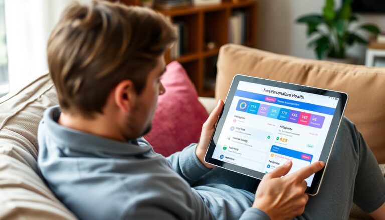 Person reviewing their personalized health assessment results on a tablet