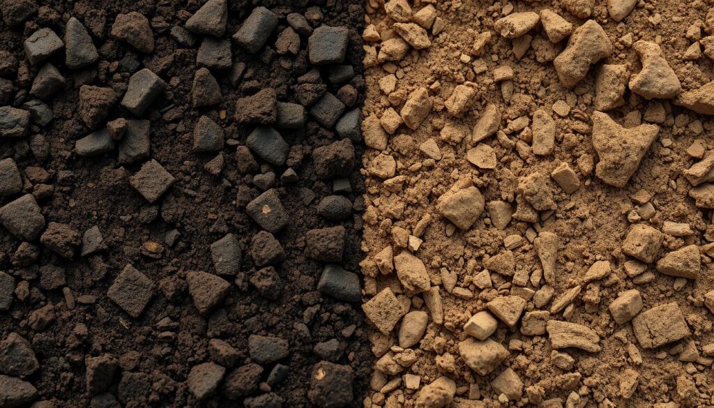 Comparison of nutrient-rich soil and depleted agricultural soil
