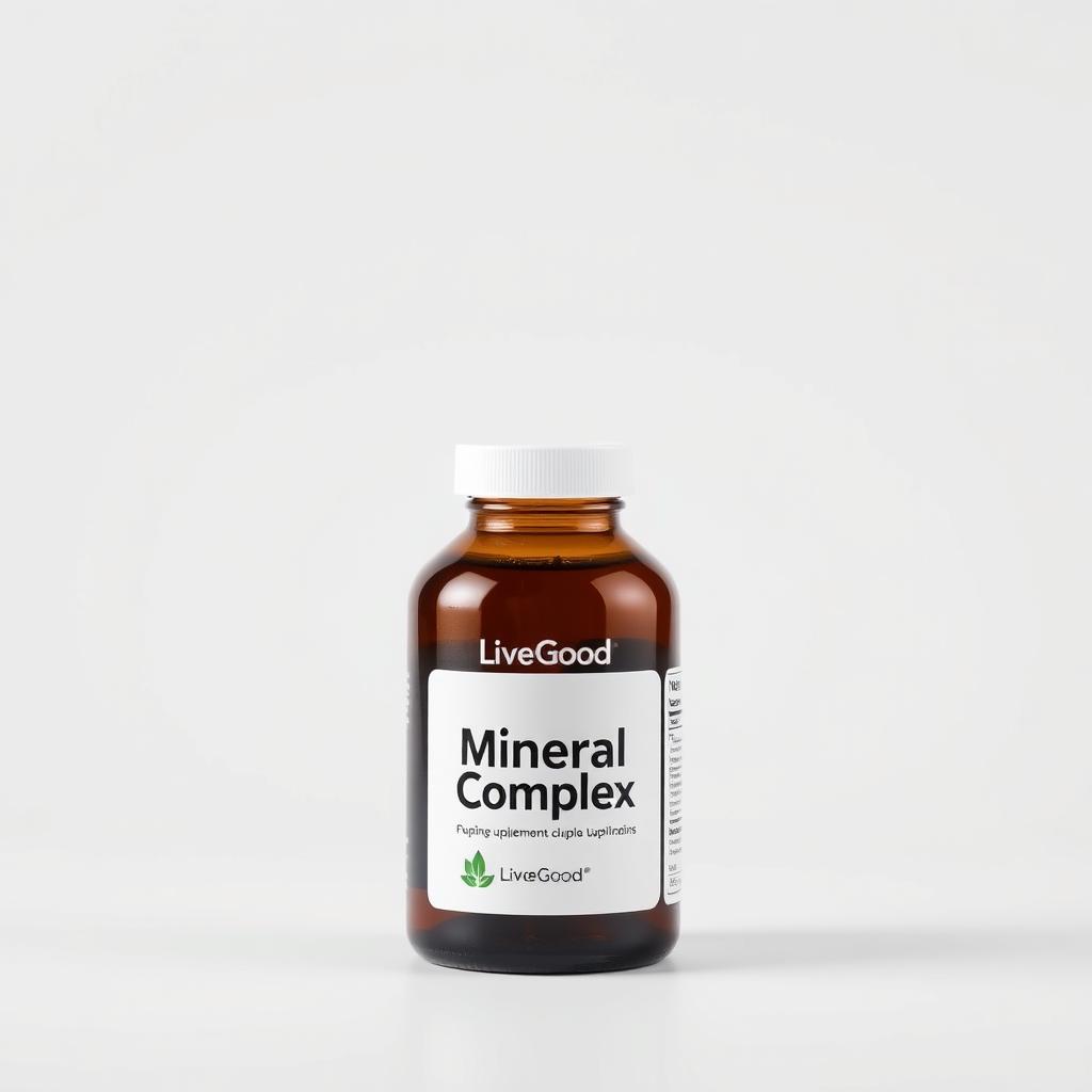 LiveGood Mineral Complex supplement bottle addressing multiple mineral deficiencies from soil depletion