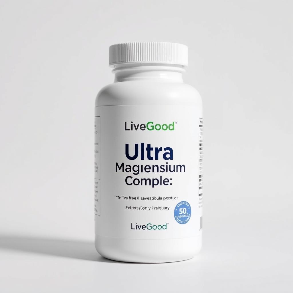LiveGood Ultra Magnesium Complex supplement bottle addressing soil depletion of magnesium