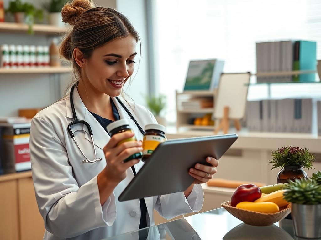 Nutritionist reviewing LiveGood Supplements formulations for addressing soil depletion